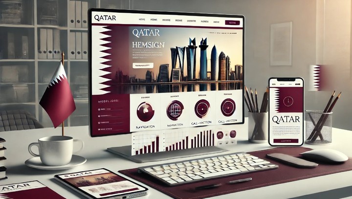 تصميم موقع إلكتروني احترافي بألوان علم قطر