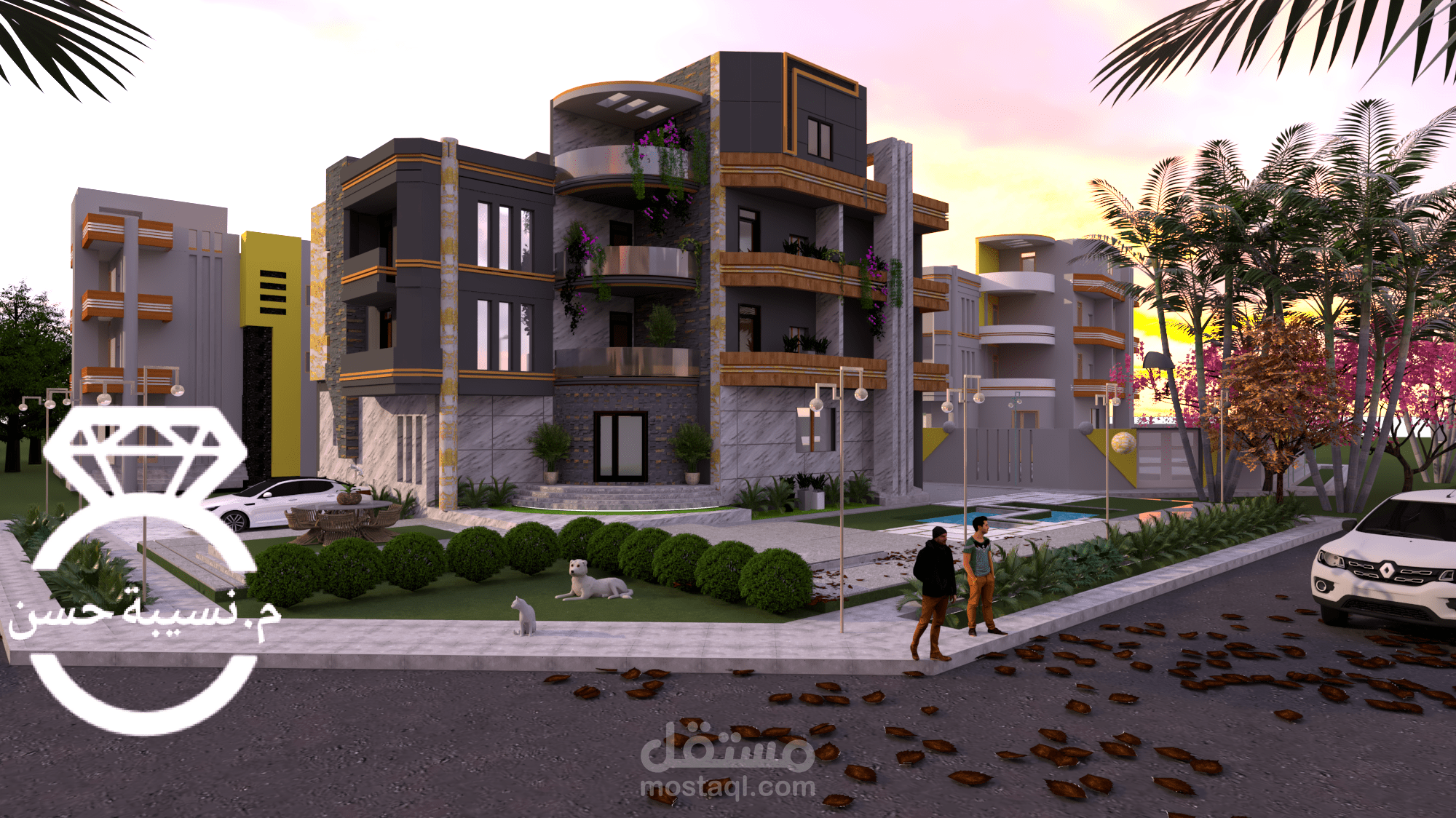 تصميم ارضي وثلاث طوابق  ,مصر