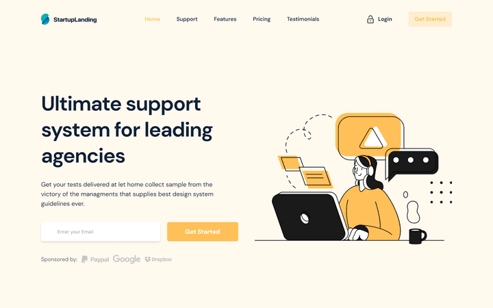 Support Agency Landing page