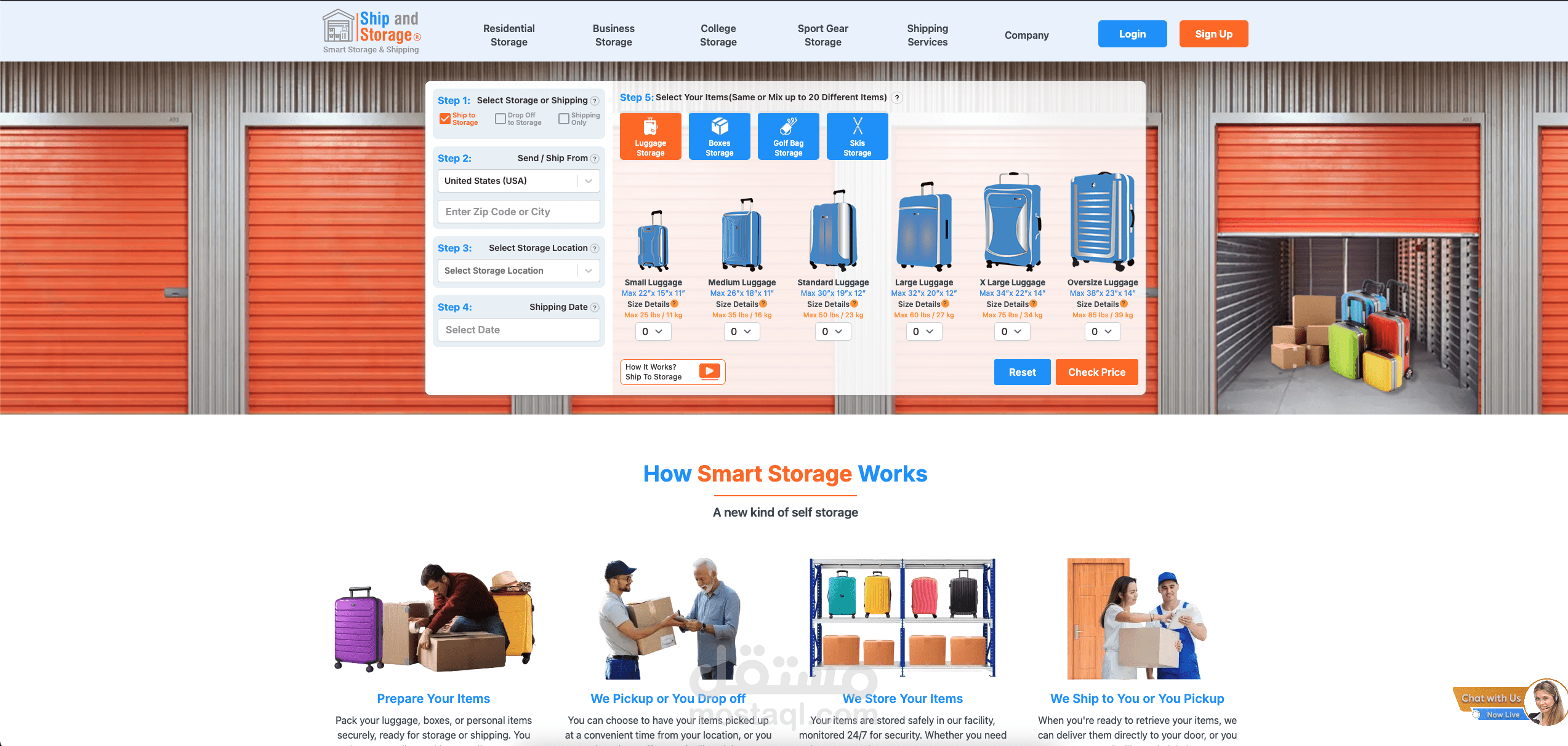 Ship and Storage Website