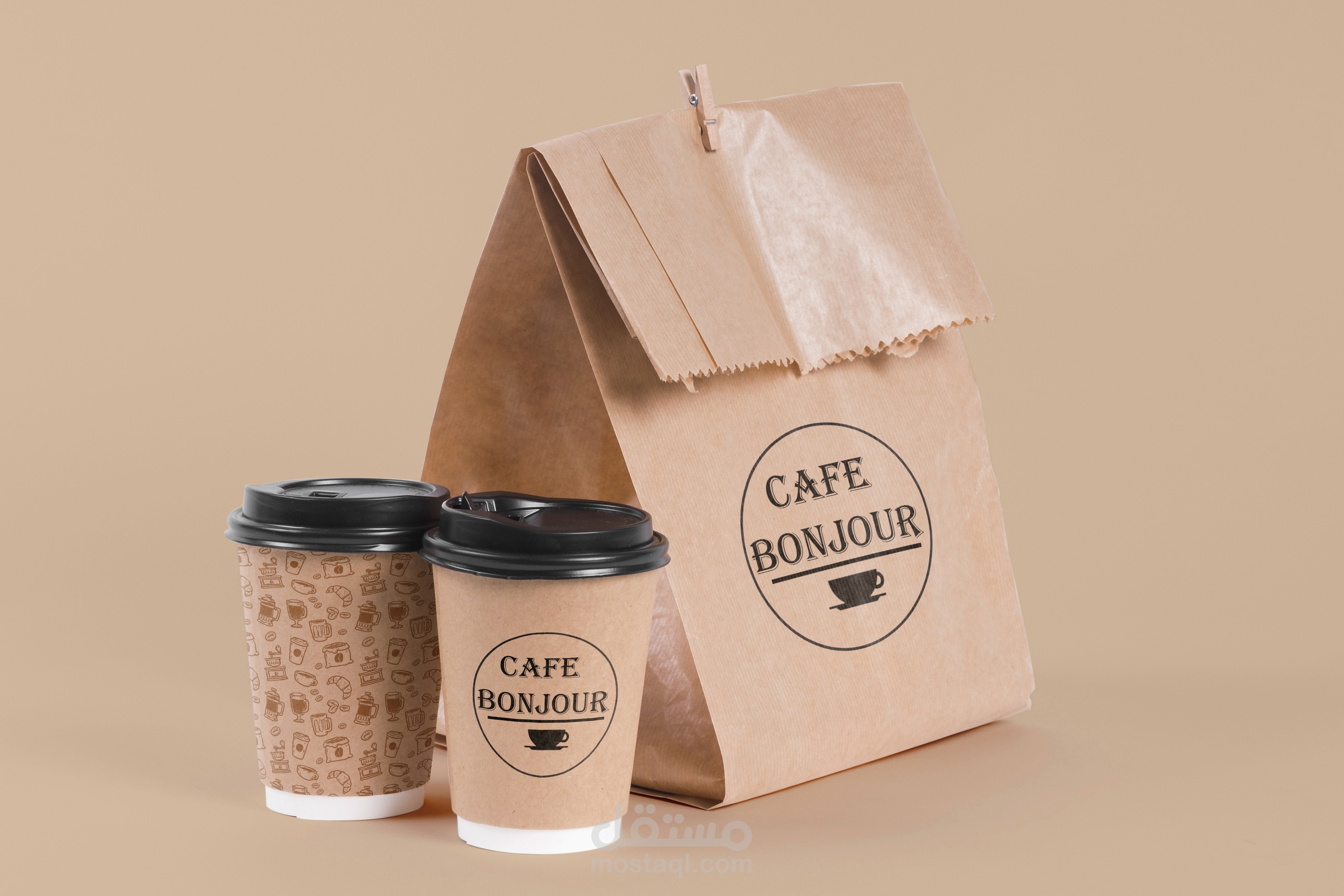 تصميم قهوة cafe BONJOUR   بون جور