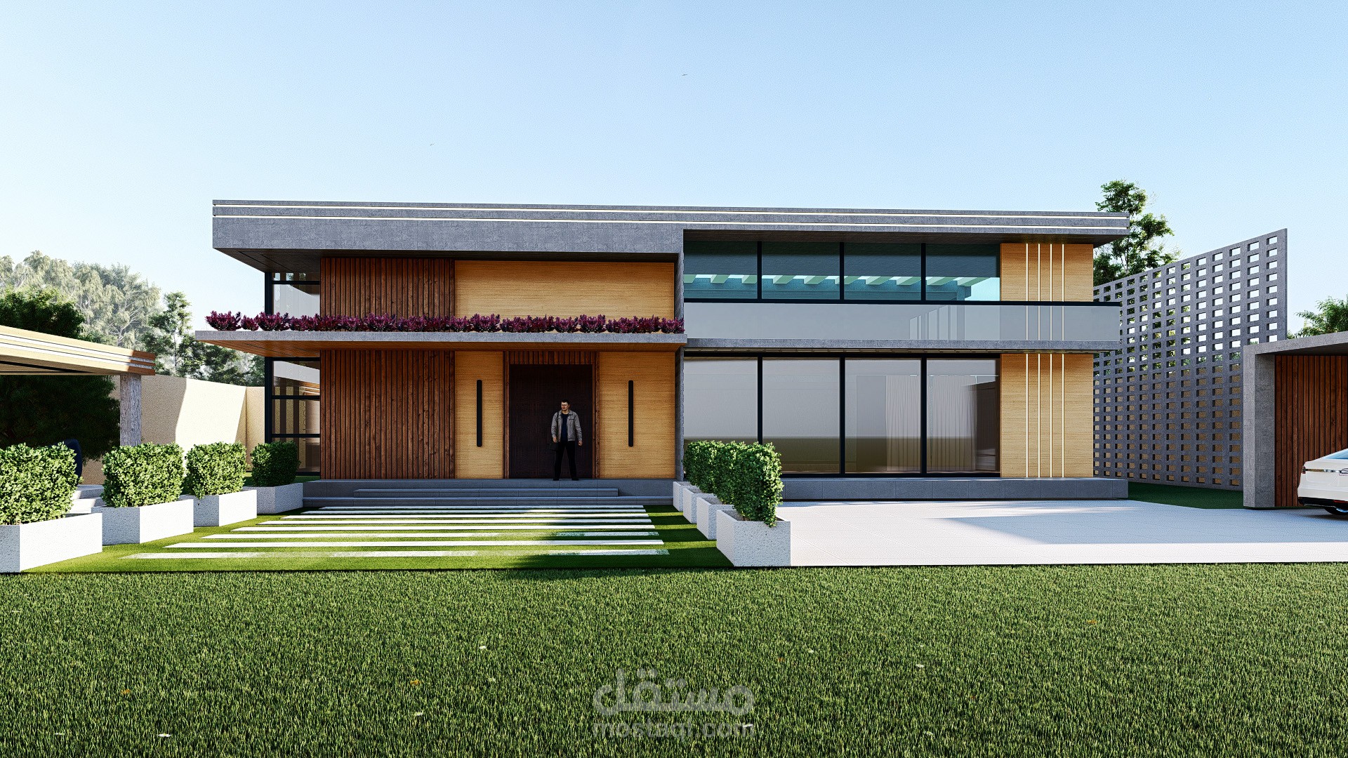 تصميم فيلا سكنية عصرية – عرض ثلاثي الأبعاد واقعي