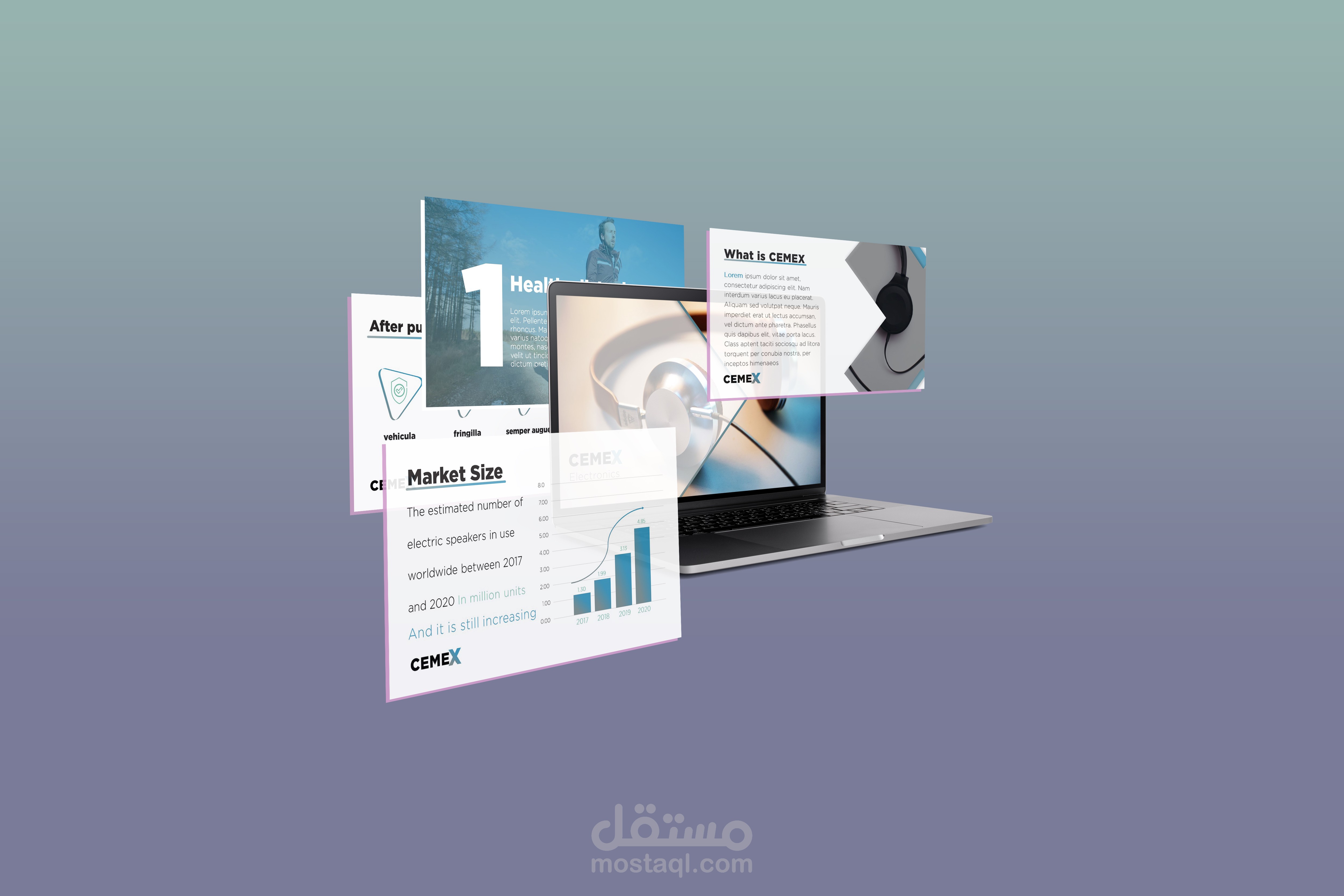 نموذج عرض تقديمي بوربوينت PowerPoint لشركة إلكترونيات لعرضه أمام الشركاء / Pitch deck.