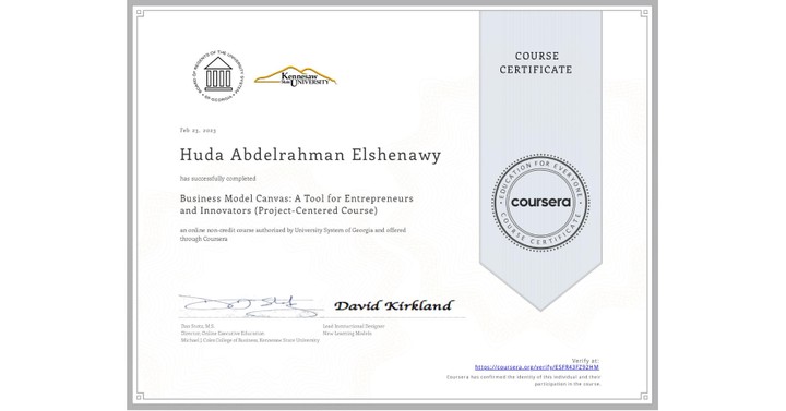 Completed a certificate on the Business Model Canvas A Tool for Entrepreneurs and Innovators