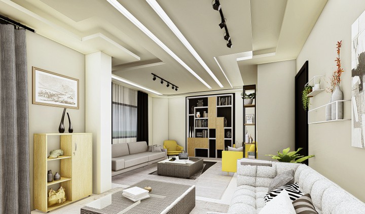 Reception and living room - modern interior design