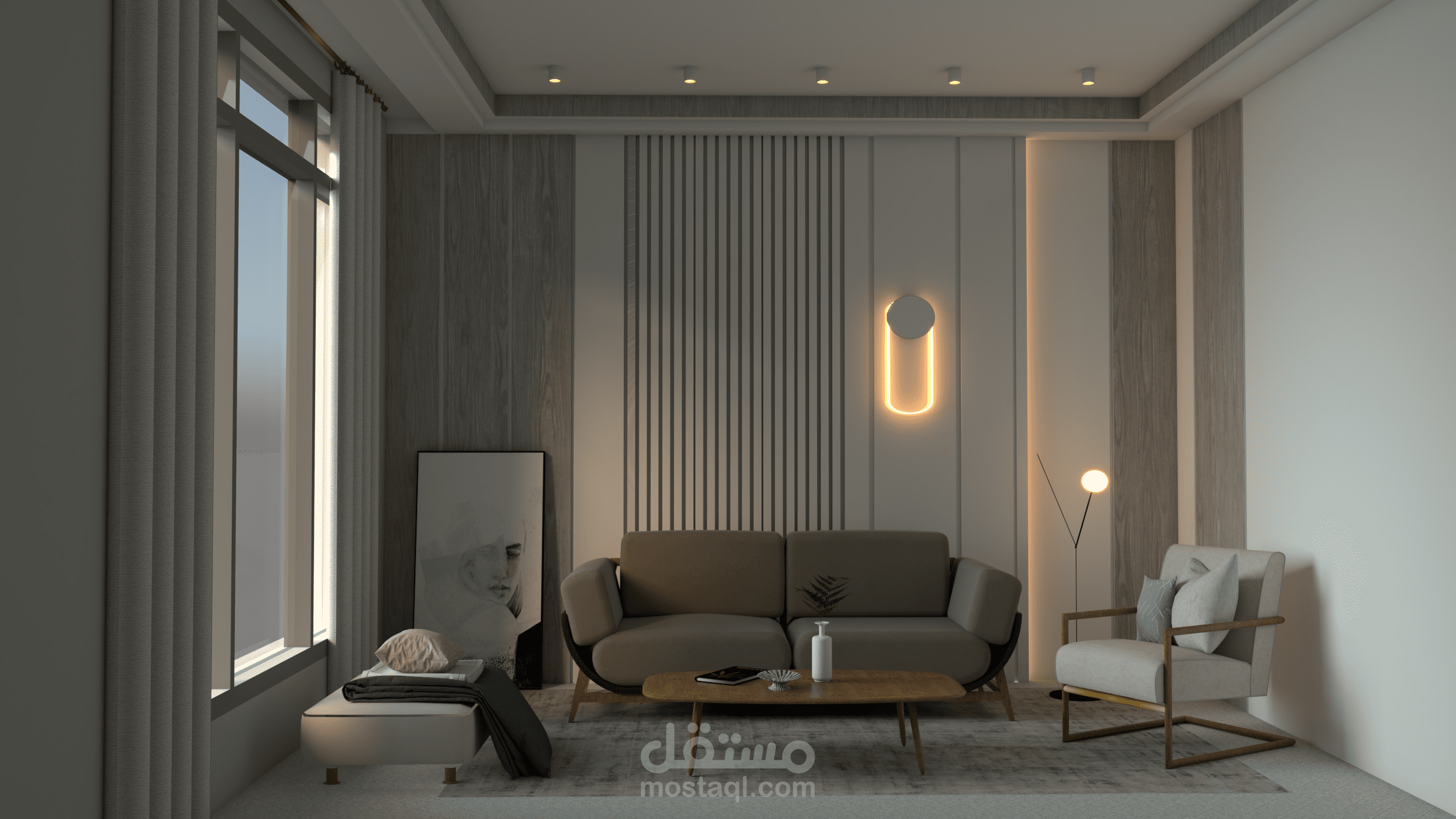 تصميم داخلي لغرفة معيشة