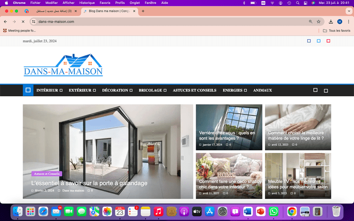 - Rédaction d'articles de blog pour le site web "Dans ma maison" - style créatif