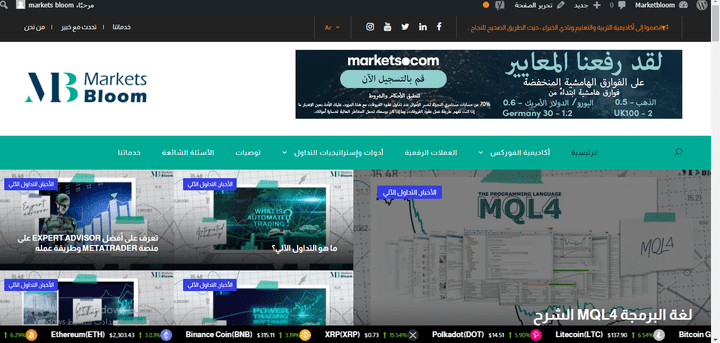 الموقع الإلكتروني لشركة MarketsBloom