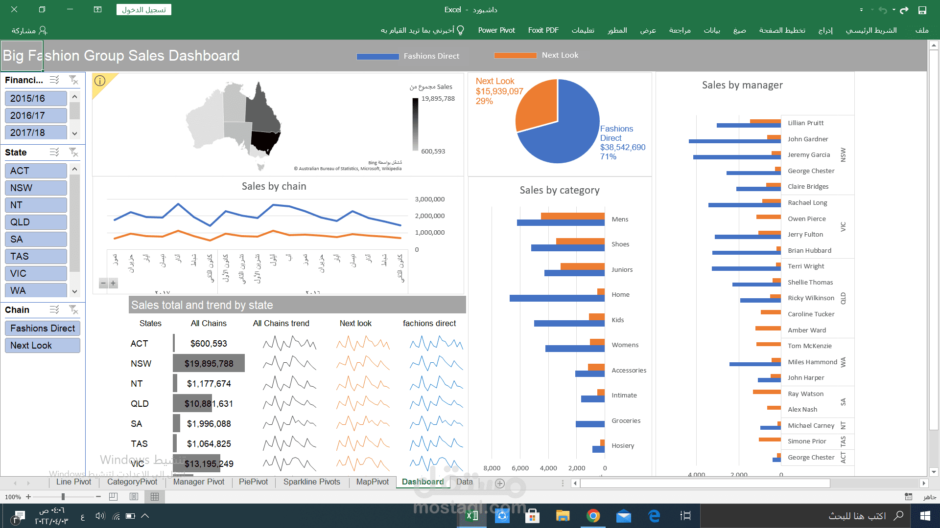 إنشاء داشبورد تفاعلي Excel Dashboard