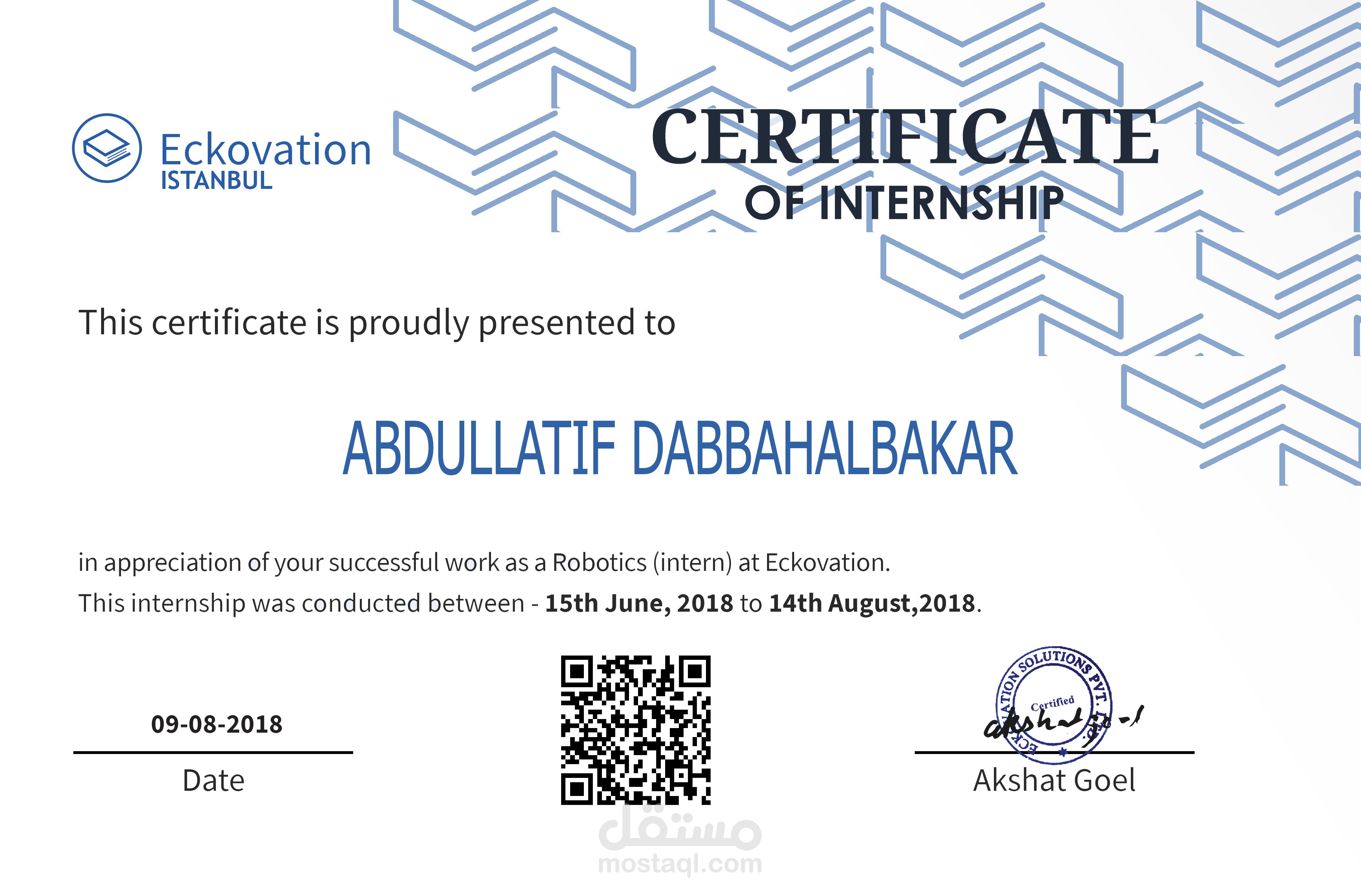 Eckovation Istanbul Certificate