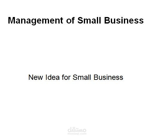 Management of Small Business