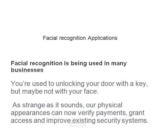 Facial recognition Applications