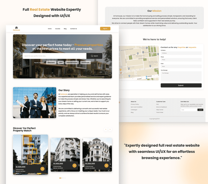 Full Real Estate Website Expertly Designed with UI/UX