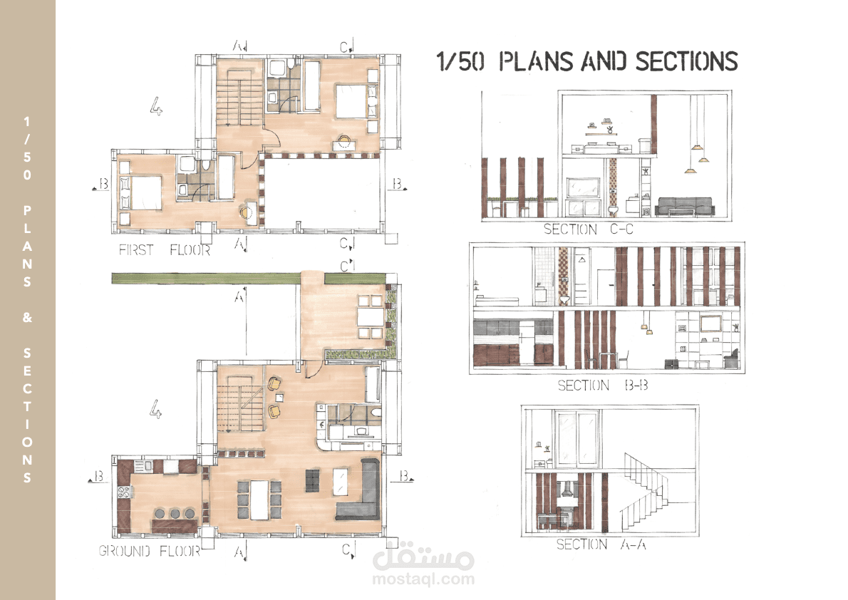 إظهار معماري يدوي Hand rendering and sketching