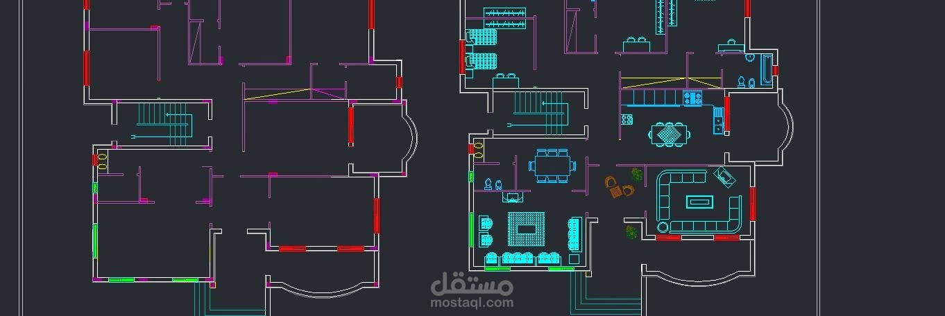 مساقط مفروشة على الاوتوكاد