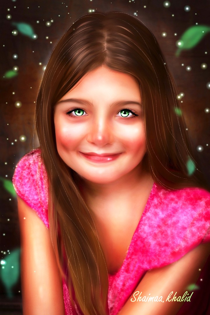 Digital painting  small beautiful girl