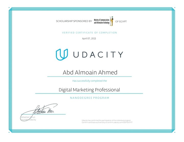 Udacity Digital Marketing Certificate