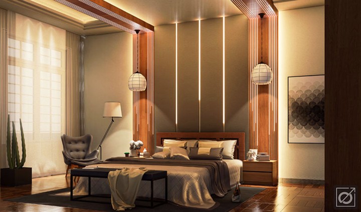 Modern interior design for a bedroom