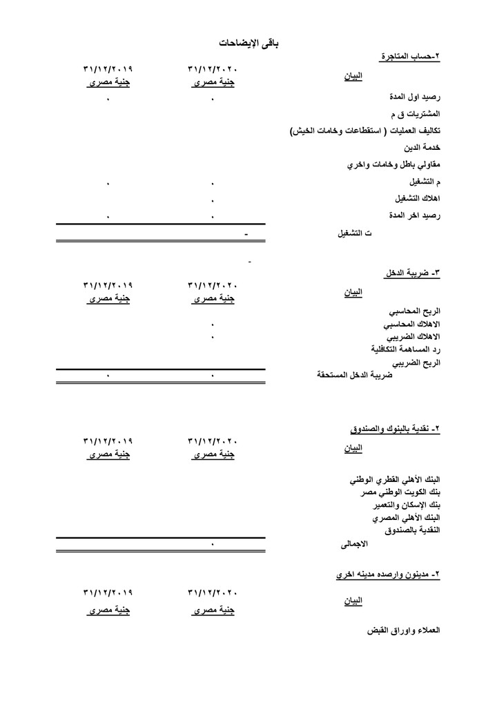 ايضاحات ميزانية