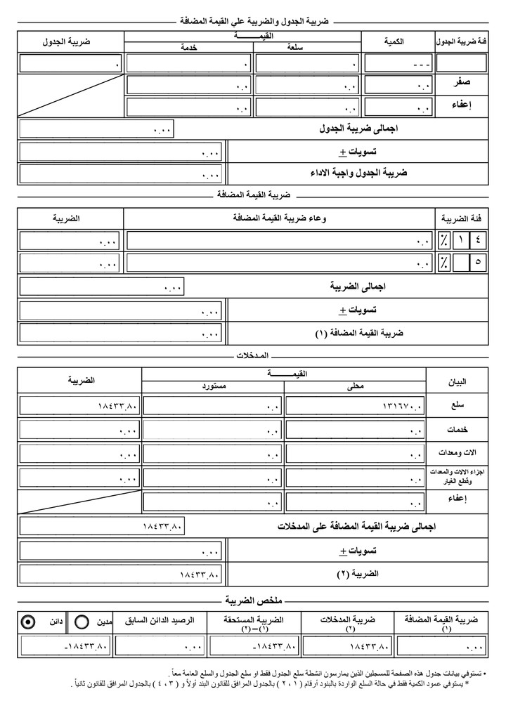 رفع اقرار قيمة مضافة