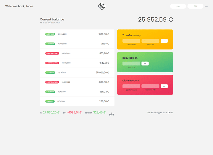 Bankist App: إدارة الحسابات البنكية