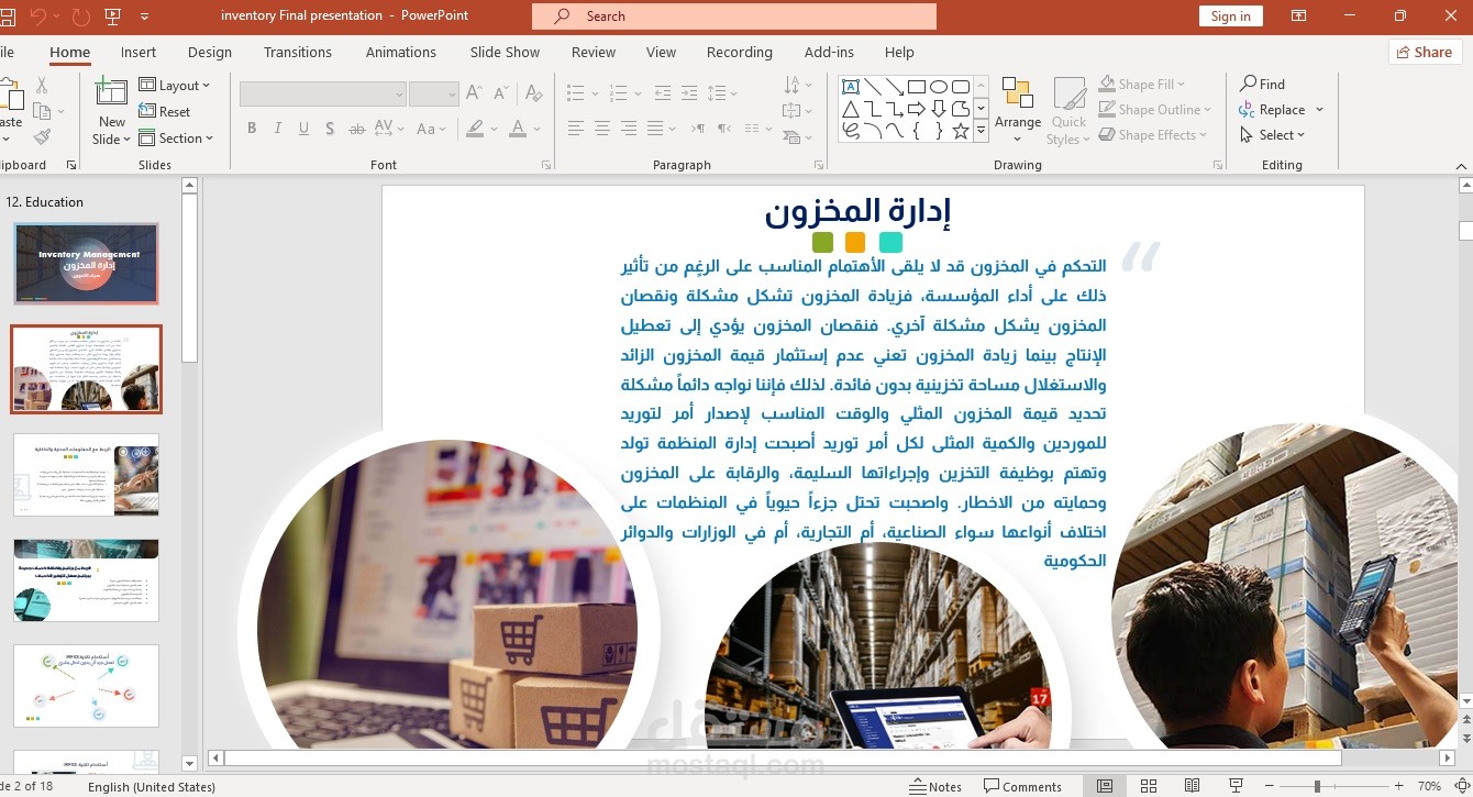 تصميم باوربوينت احترافي لادارة المخزون