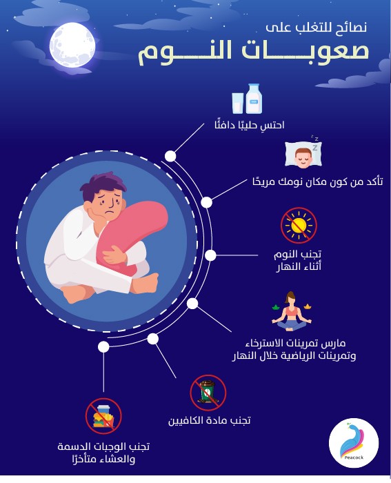 انفوجرافيك نصائح لتغلب على صعوبات النوم