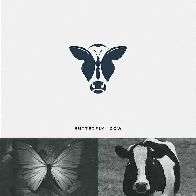 تصميم لوقو دمج (Butterfly + Cow)