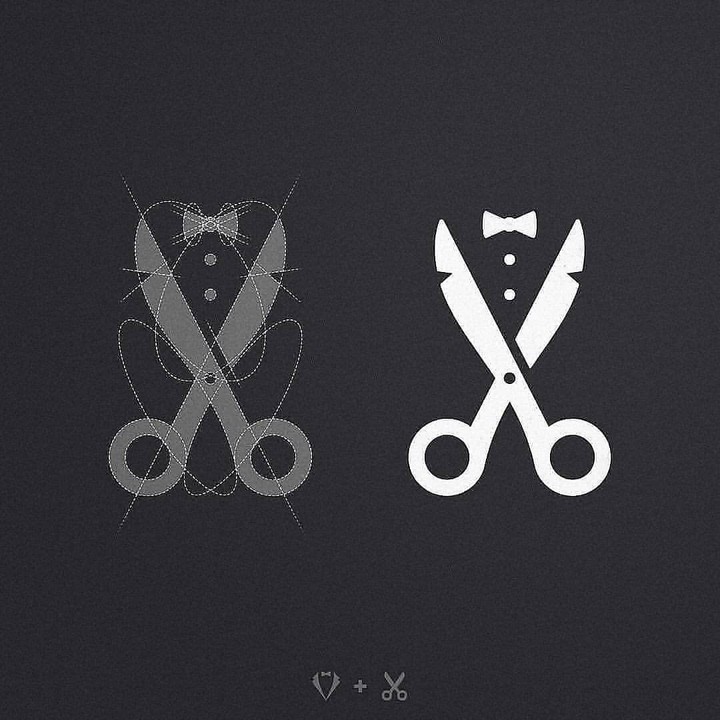 تصميم لوقو دمج (Necktie + Scissors)