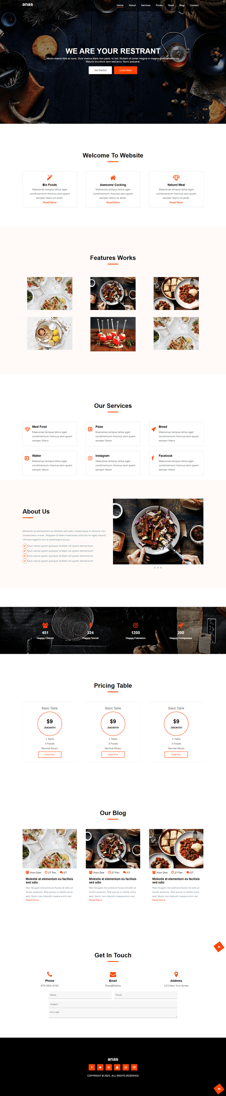 Restaurant landing page