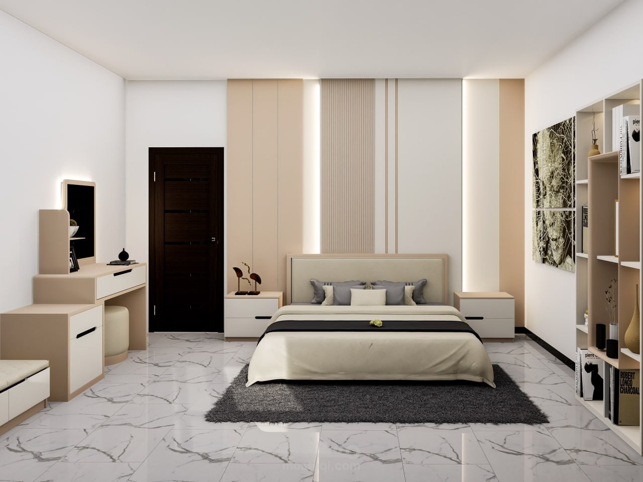 3D Modern Interior Bedroom تصميم غرفة نوم مودرين