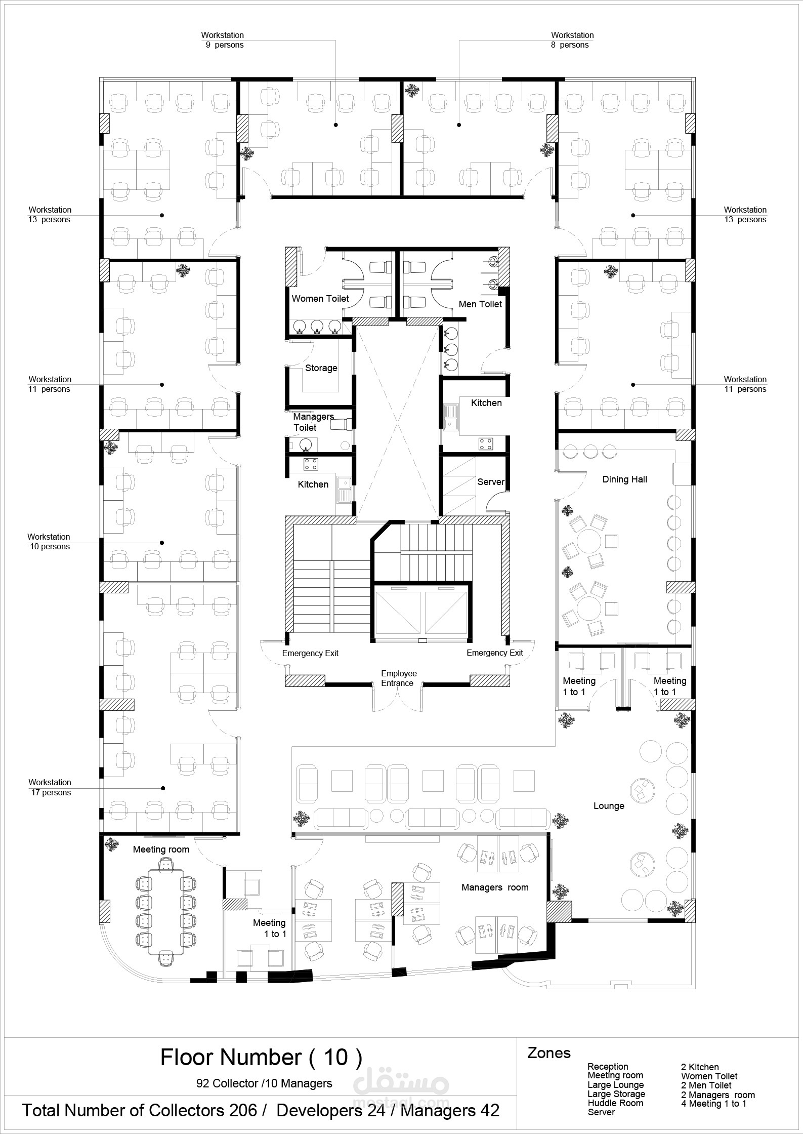 تصميم معماري و لوح تنفيز لمكتب