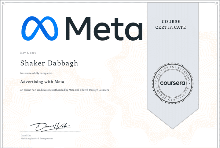 Advertising with Meta certificate