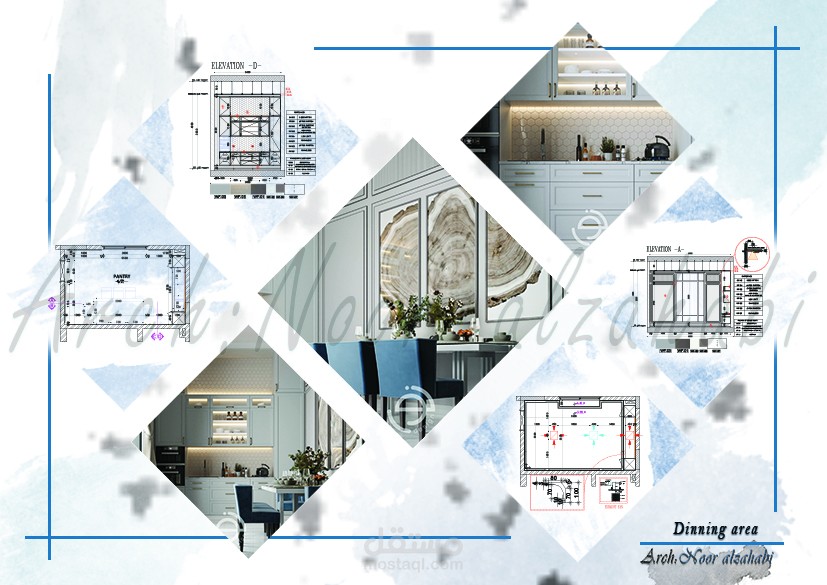 Shop drawing design for dinning area with new classic style