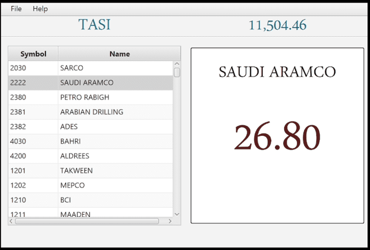 برنامج ديسكتوب لعرض أسعار الأسهم السعودية