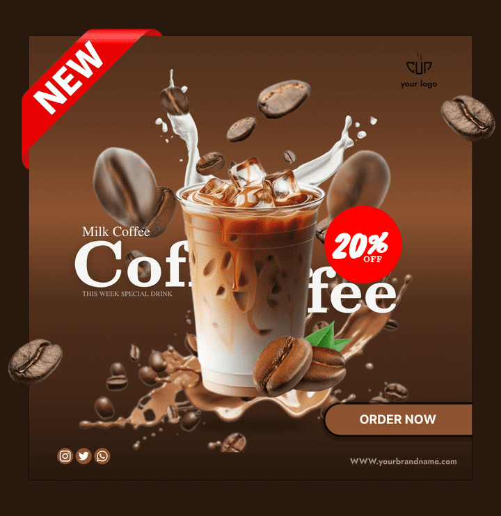 Stylish Coffee Promotion Template: Modern Design for Social Media