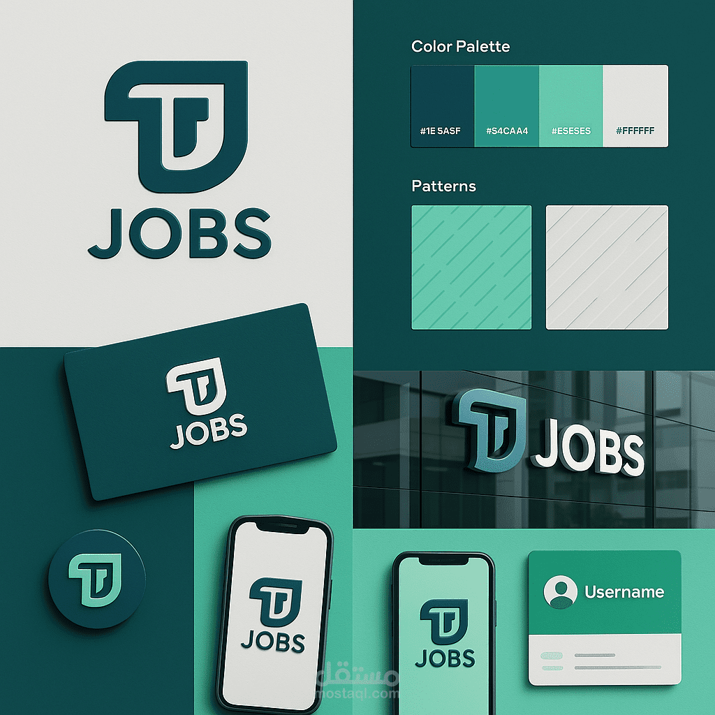 تصميم شعار ثلاثي الأبعاد لشركة TJ للوظائف