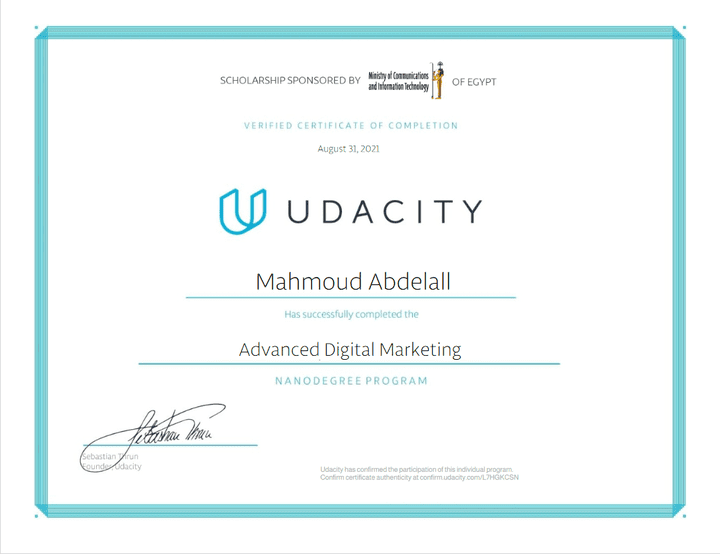 UDACITY MARKETING PROFESSIONAL