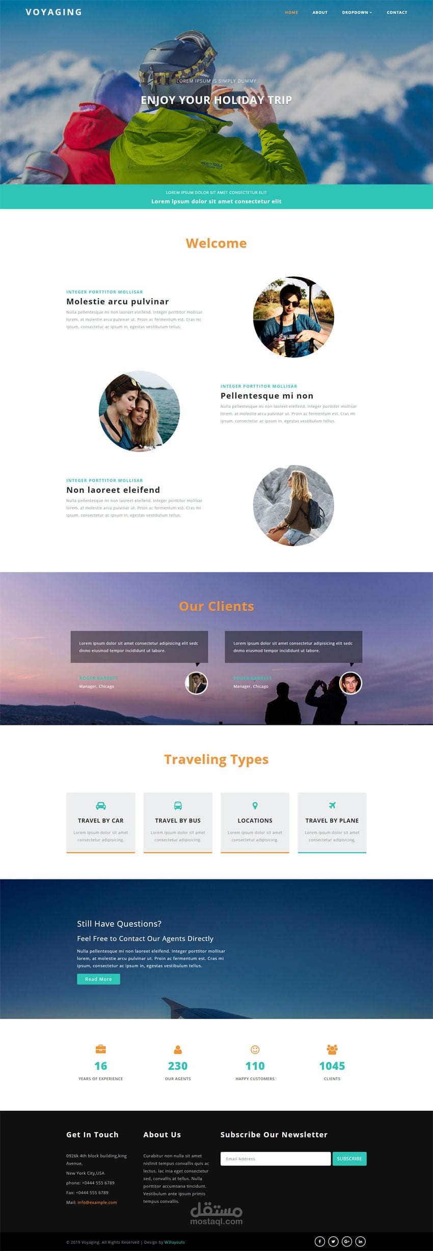 Voyaging Page using html,css only