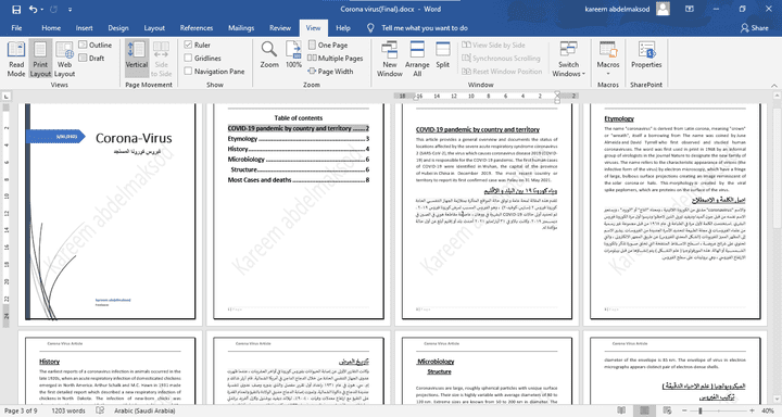 كتابة مقال بأستخدام برنامج Microsoft Word و تنسيقه و ترجمته يدويا من اللغة الانجليزية الى العربية