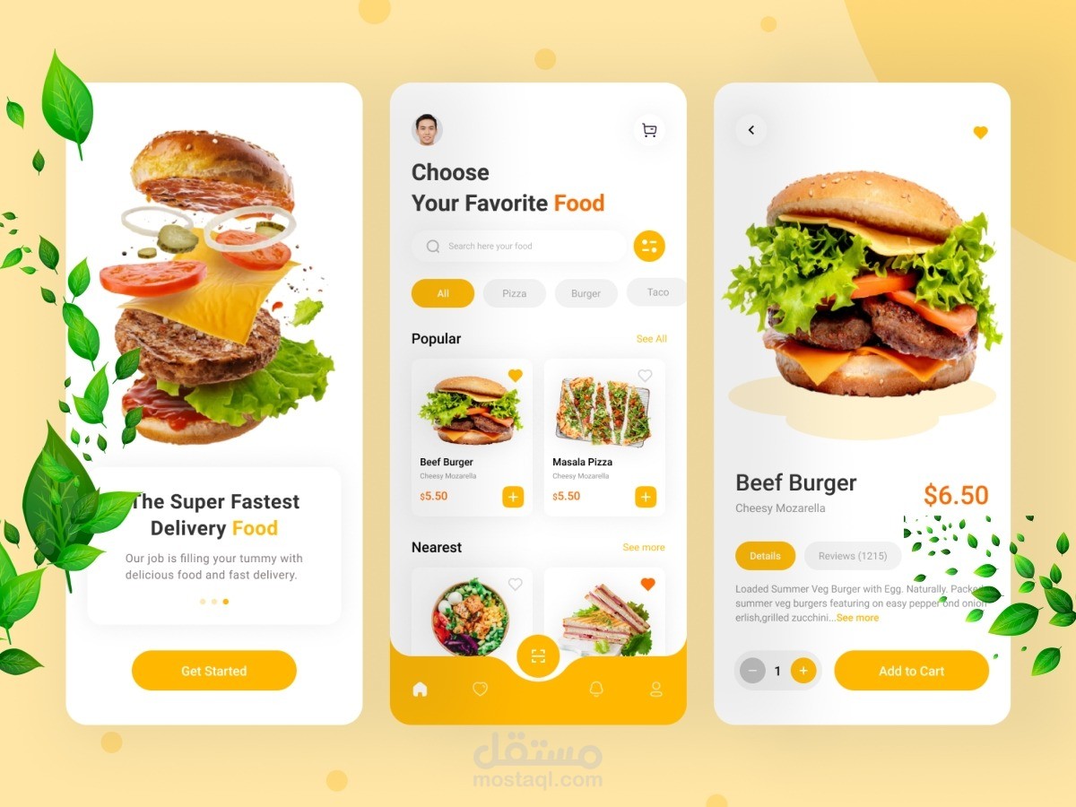 تصميم واجهة وتجربة المستخدم (UX / UI) _Food Delivery App