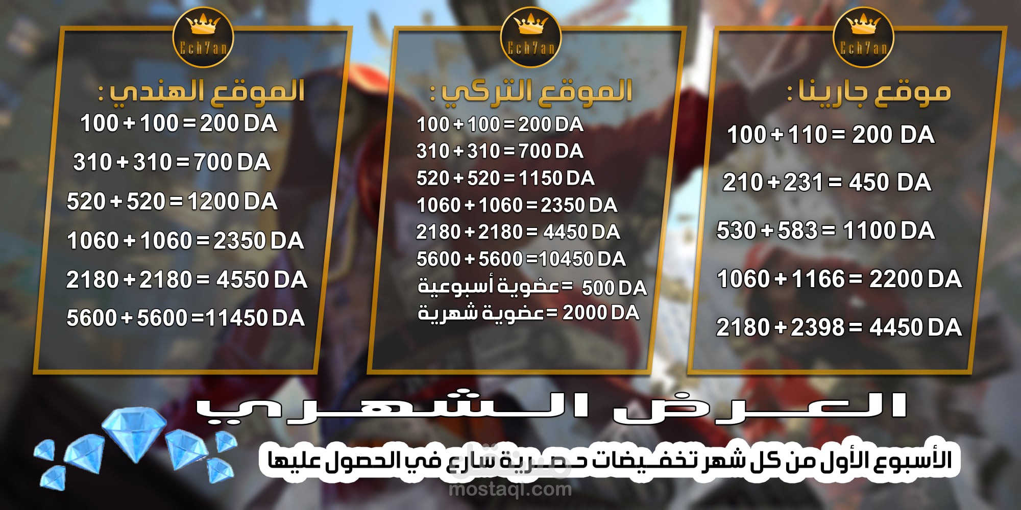 تصميم لاسعار احد الخدمات الالكترونية